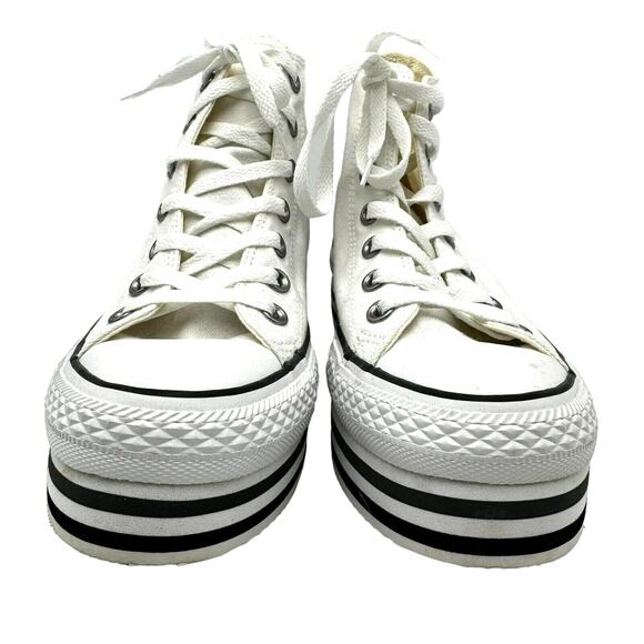 CONVERSE Womens 7.5 White Chuck Taylor All Star Lift Platform High-Top Sneakers - Picture 3 of 9